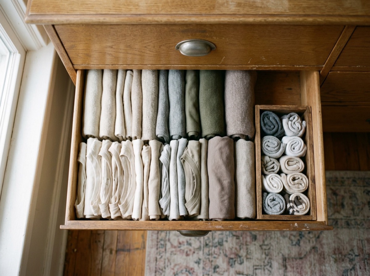 How to fold clothes to save space in drawers and suitcases
