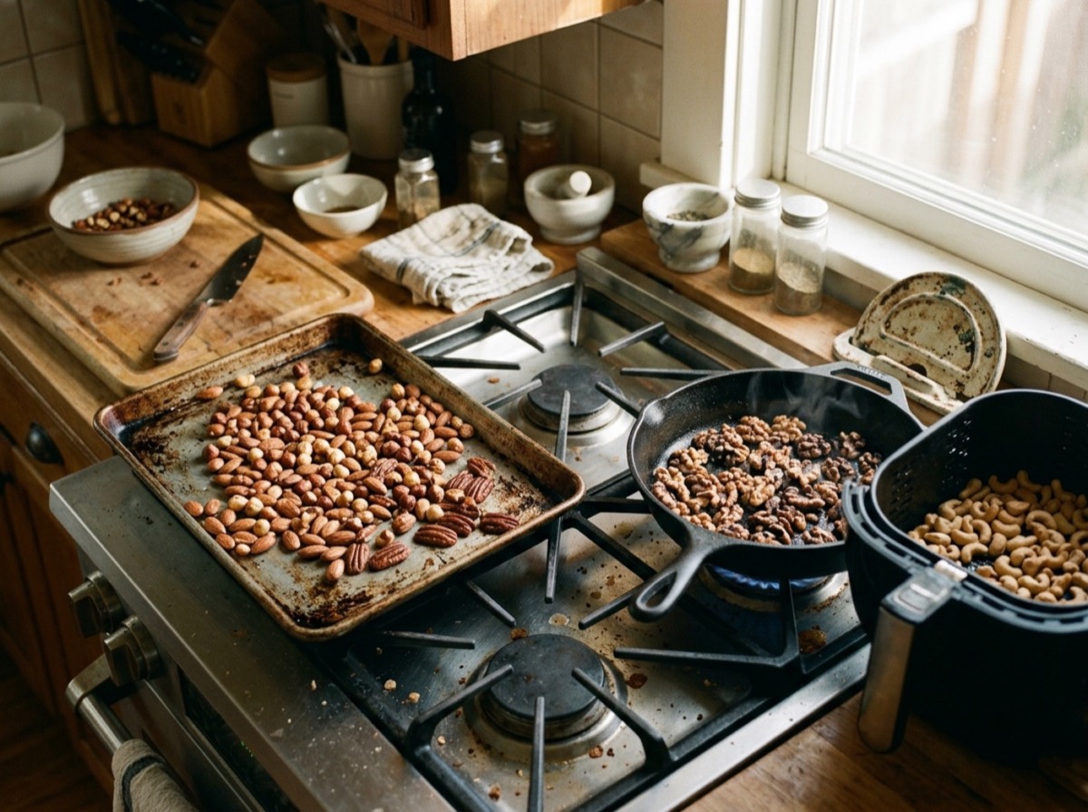 How to roast nuts in the oven, in a pan or in an air fryer
