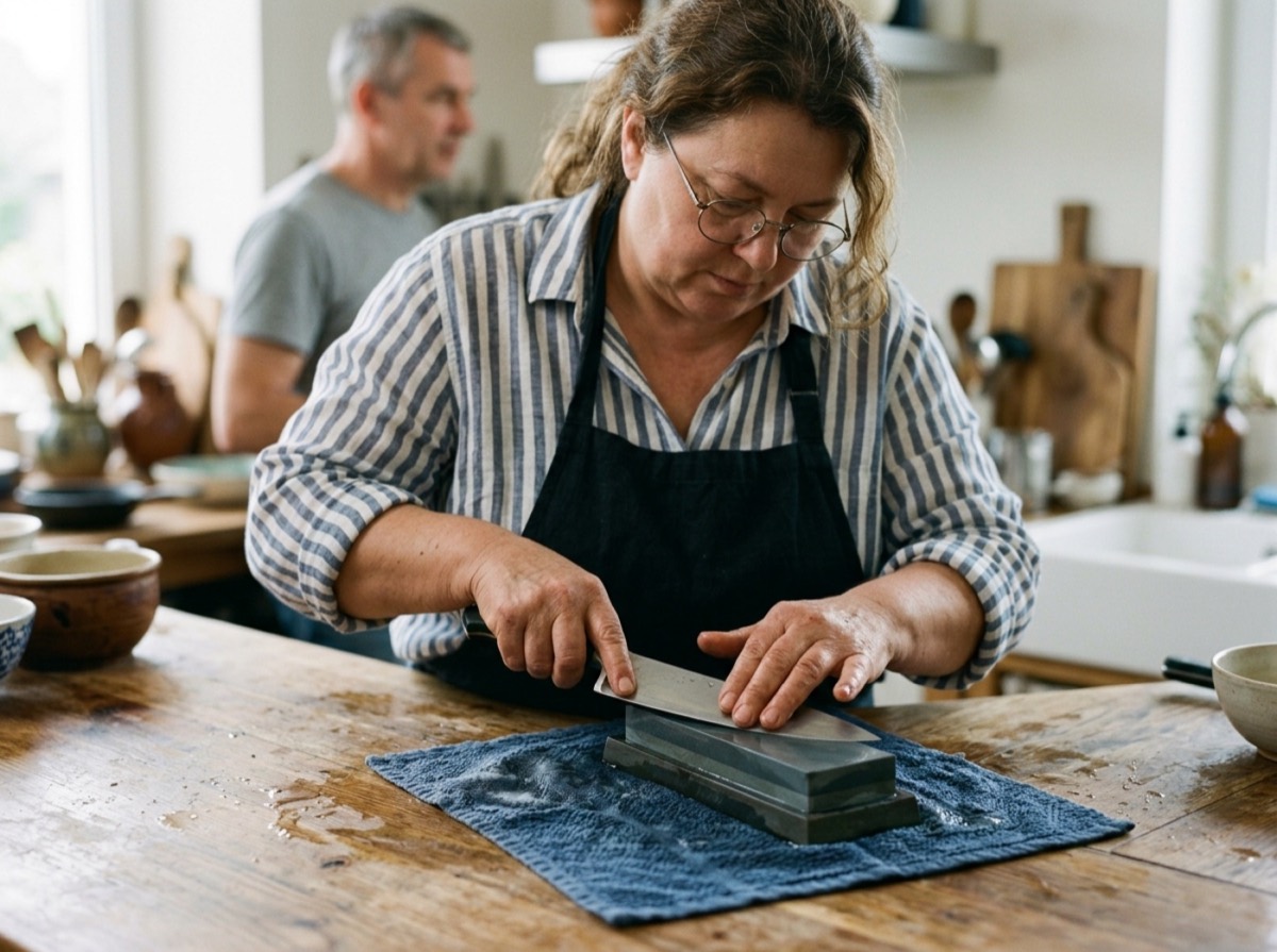 How to sharpen a kitchen knife: whetstone, pull-through sharpener and honing steel